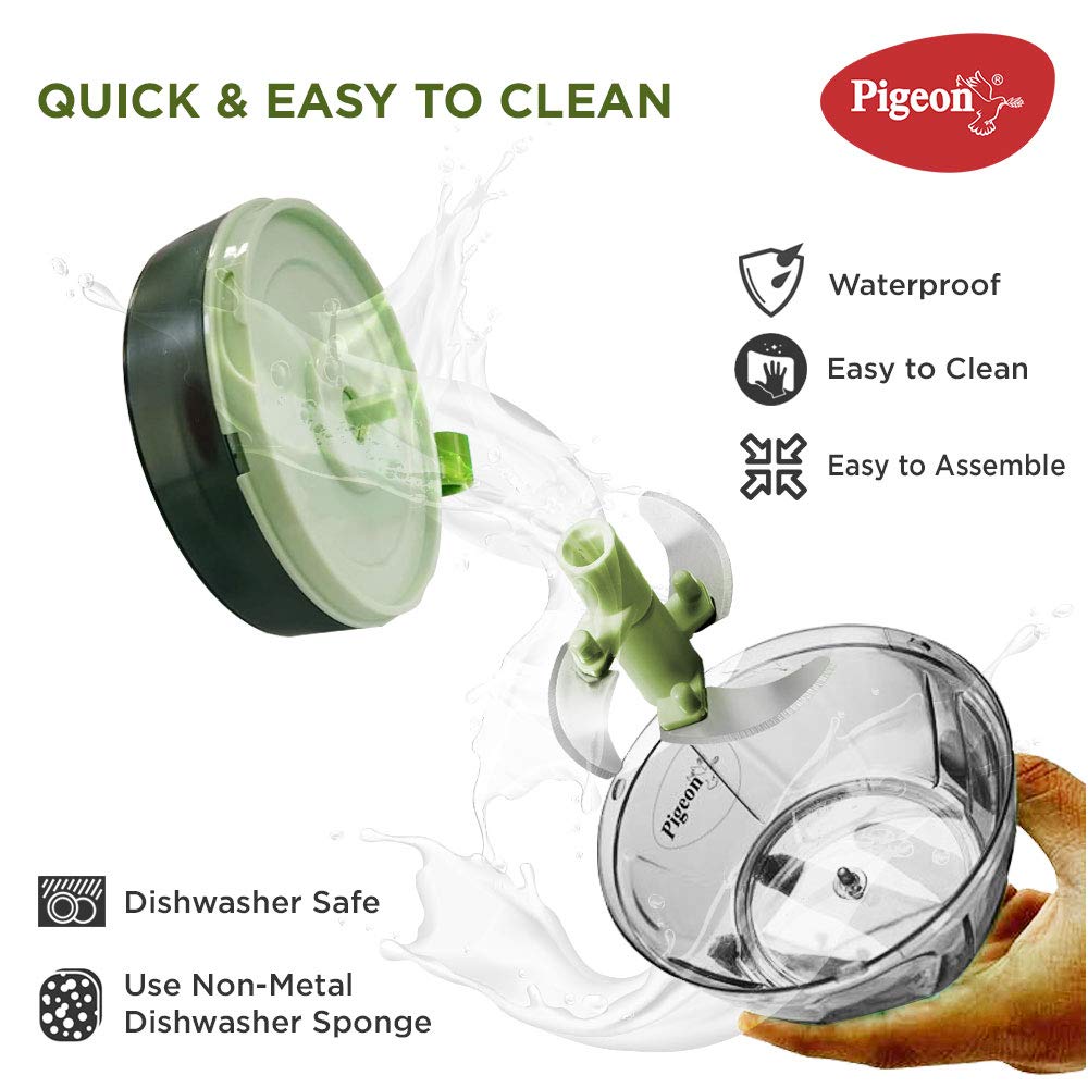 Pigeon  Plastic Mini Handy Pro and Compact Chopper with 3 Blades (400 ml, Grey)