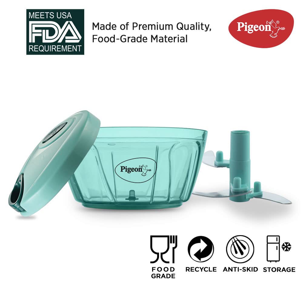 Pigeon Polypropylene Mini Handy and Compact Chopper with 3 Blades for Effortlessly Chopping