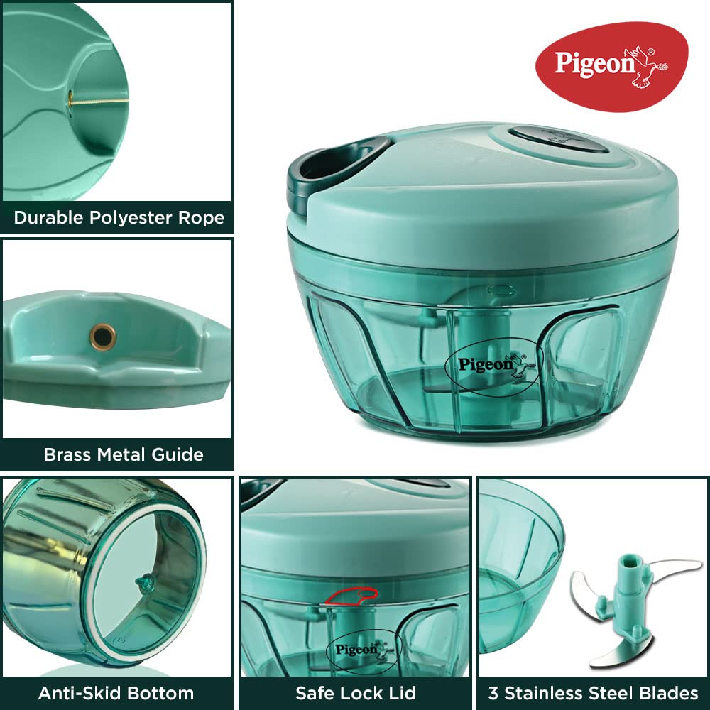 Pigeon Polypropylene Mini Handy and Compact Chopper with 3 Blades for Effortlessly Chopping