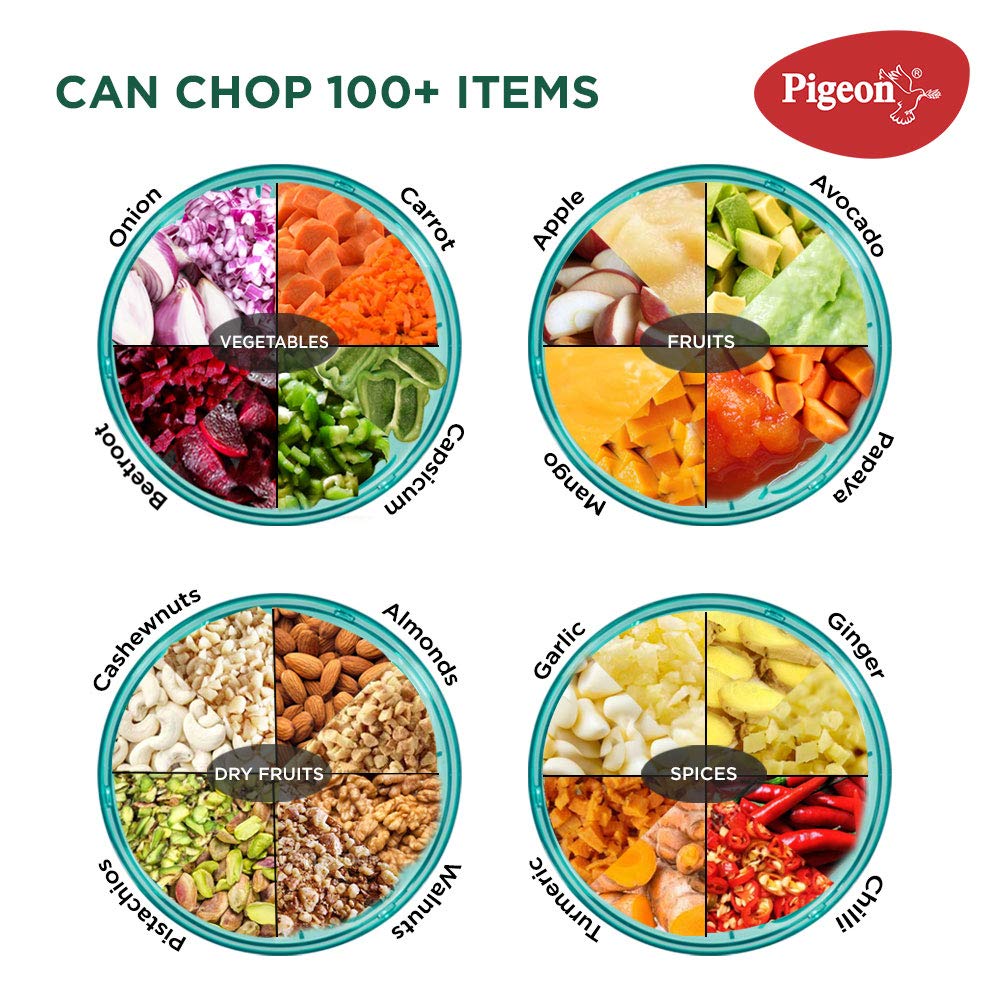 Pigeon Polypropylene Mini Handy and Compact Chopper with 3 Blades for Effortlessly Chopping