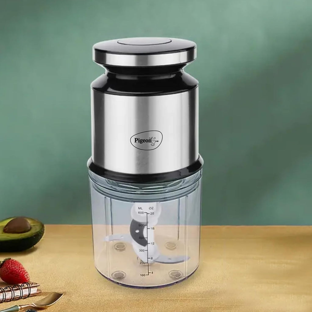 Pigeon Ultra Fast Electric 300 Watts Electric Chopper For Kitchen, Twin Blade Technology, 600 Ml