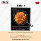 Pigeon by Stovekraft Cruise 1800 watt Induction Cooktop With Crystal Glass,7 Segments LED Display, Auto Switch Off - Black