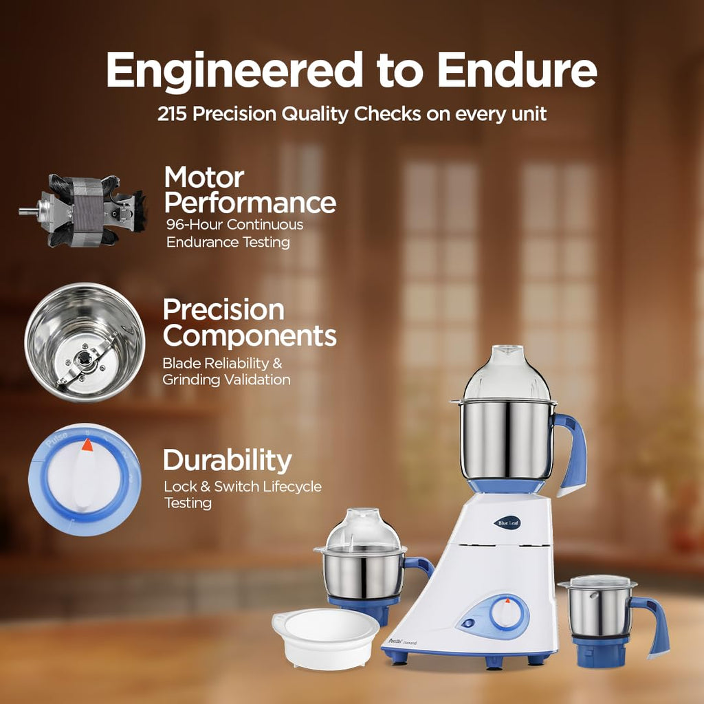 Preethi Diamond 750 Watts Mixer Grinder, 3 Jars (Stainless Steel)