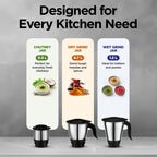 Preethi Tiara 500 Watts Mixer Grinder, 3 Jars (Stainless Steel)