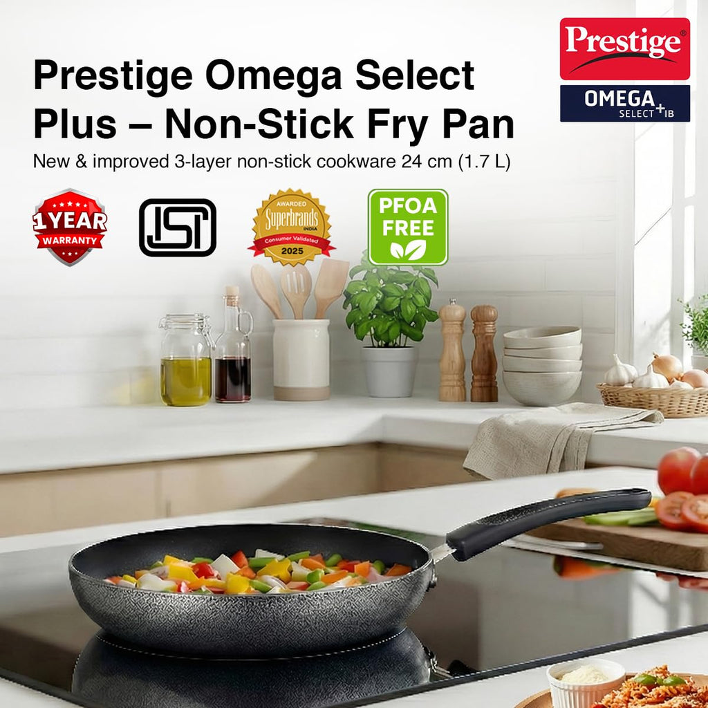 Prestige Aluminium Omega Select Plus IB Non-Stick Fry pan, 24 cm, Multicolour, Medium
