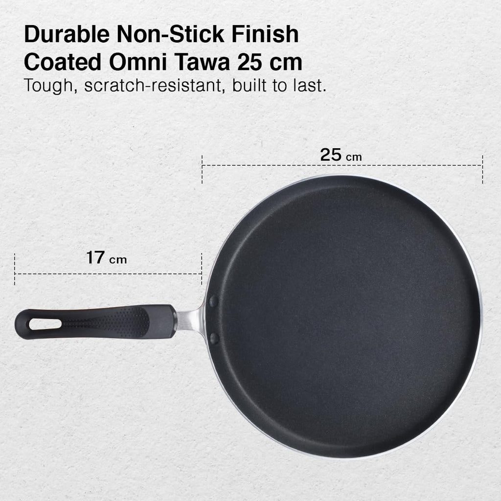 Prestige Aluminium Omega Select Plus IB Non-Stick Omni Tawa, 250 mm, Multicolour, Medium