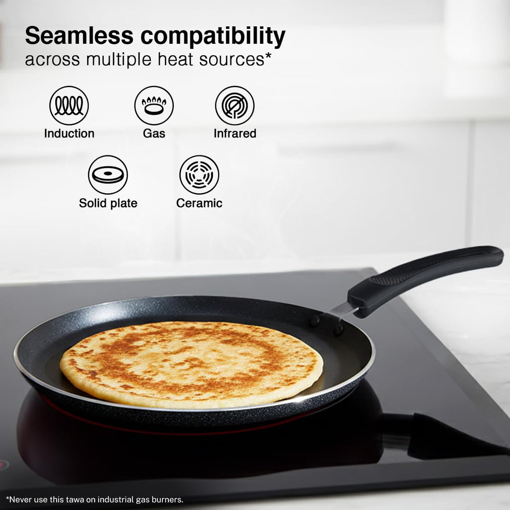 Prestige Aluminium Omega Select Plus IB Non-Stick Omni Tawa, 250 mm, Multicolour, Medium