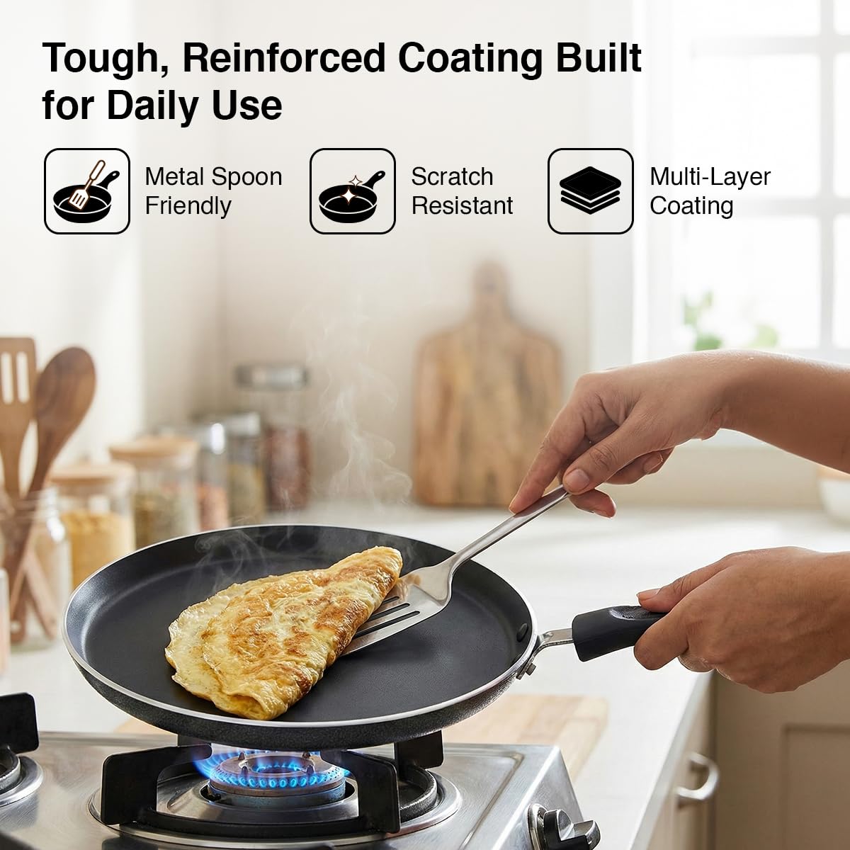 Prestige Aluminium Omega Select Plus IB Non-Stick Omni Tawa, 250 mm, Multicolour, Medium