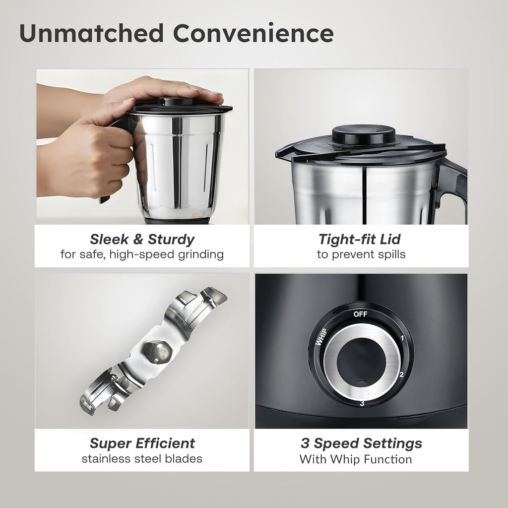 Prestige Apex 500 Watt Mixer Grinder with 3 Stainless Steel Jars