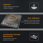 Prestige IRIS ECO 1200 W Induction Cooktop with automatic voltage regulator |Indian Menu option|Power Saver|Timer with User Pre-Set|1 year warranty|Black