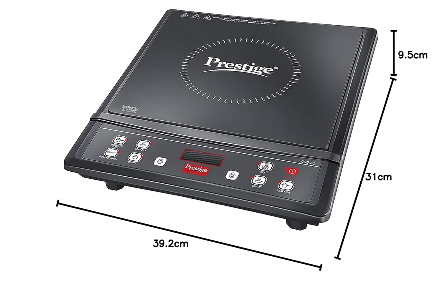 Prestige IRIS ECO 1200 W Induction Cooktop with automatic voltage regulator |Indian Menu option|Power Saver|Timer with User Pre-Set|1 year warranty|Black