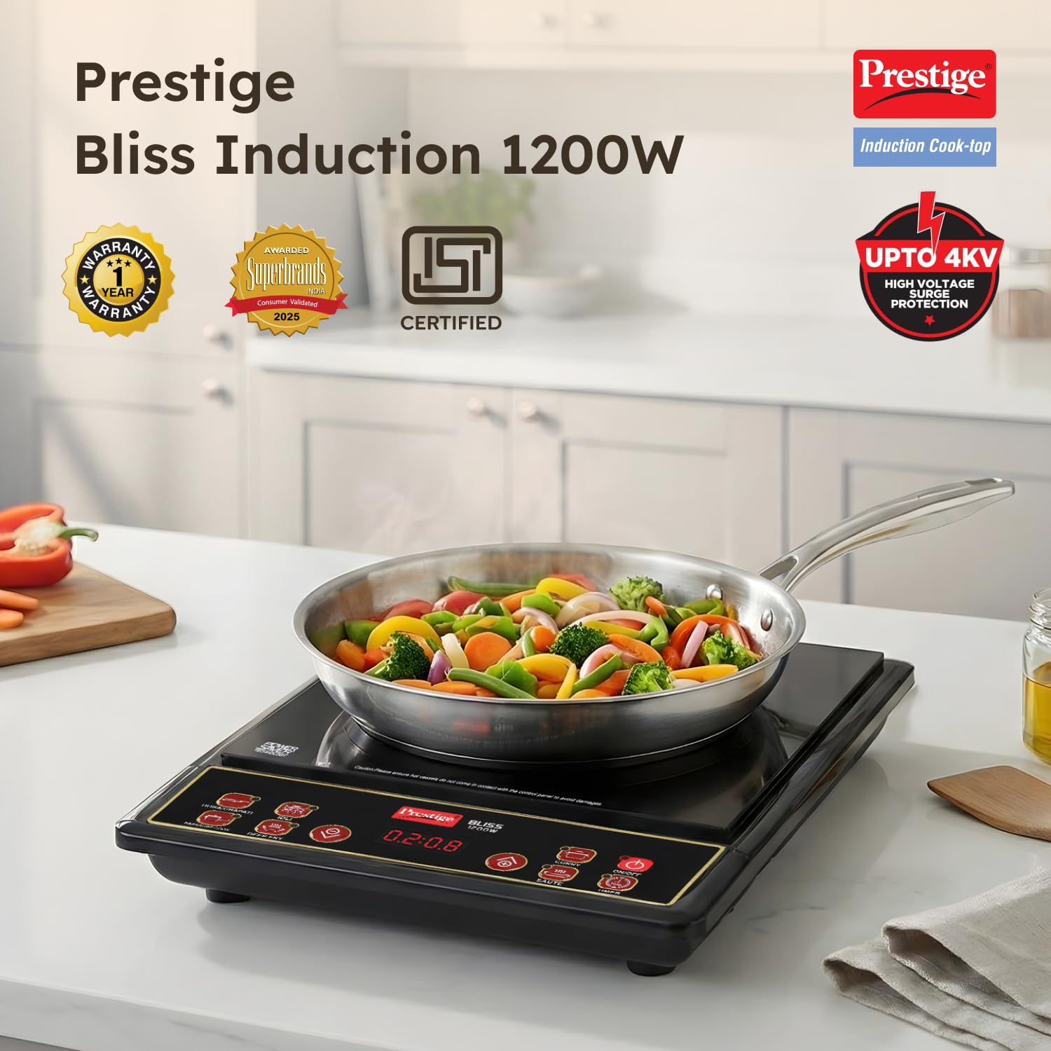 Prestige Induction Cooktop -Bliss 1200 W,Black