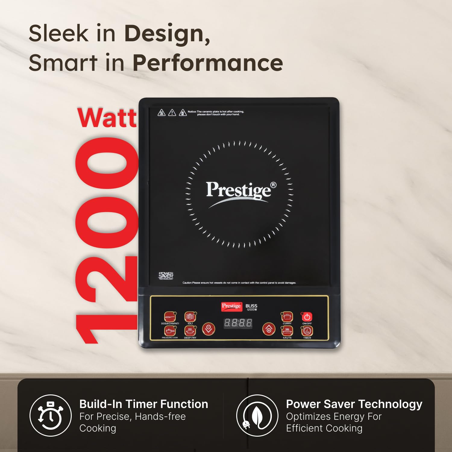 Prestige Induction Cooktop -Bliss 1200 W,Black