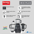 Prestige Iris 750 Watt Mixer Grinder with 4 Jars (3 Stainless Steel + 1 Juicer)