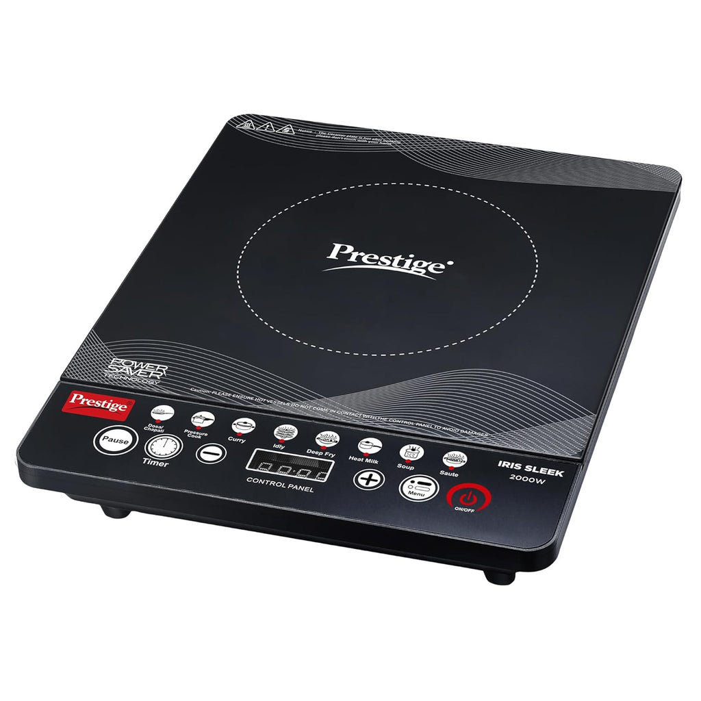 Prestige Iris Sleek 2000 Watts Induction Cooktop-Individual Touch Buttons| 4KV Surge Protection | 8 Preset Indian Menu Options & Timer | Automatic Voltage Regulator | 1Y Warranty | Black|BIS Certified