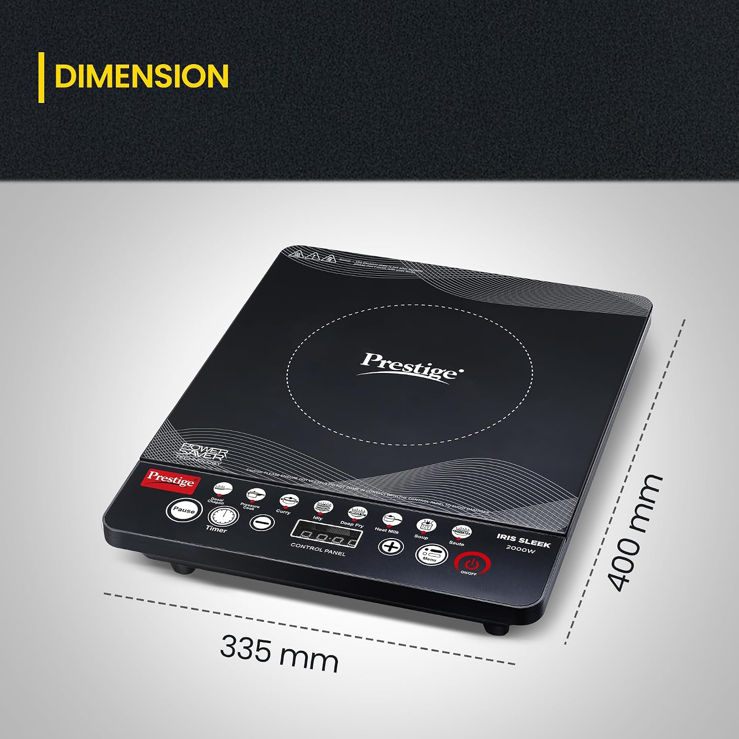 Prestige Iris Sleek 2000 Watts Induction Cooktop-Individual Touch Buttons| 4KV Surge Protection | 8 Preset Indian Menu Options & Timer | Automatic Voltage Regulator | 1Y Warranty | Black|BIS Certified
