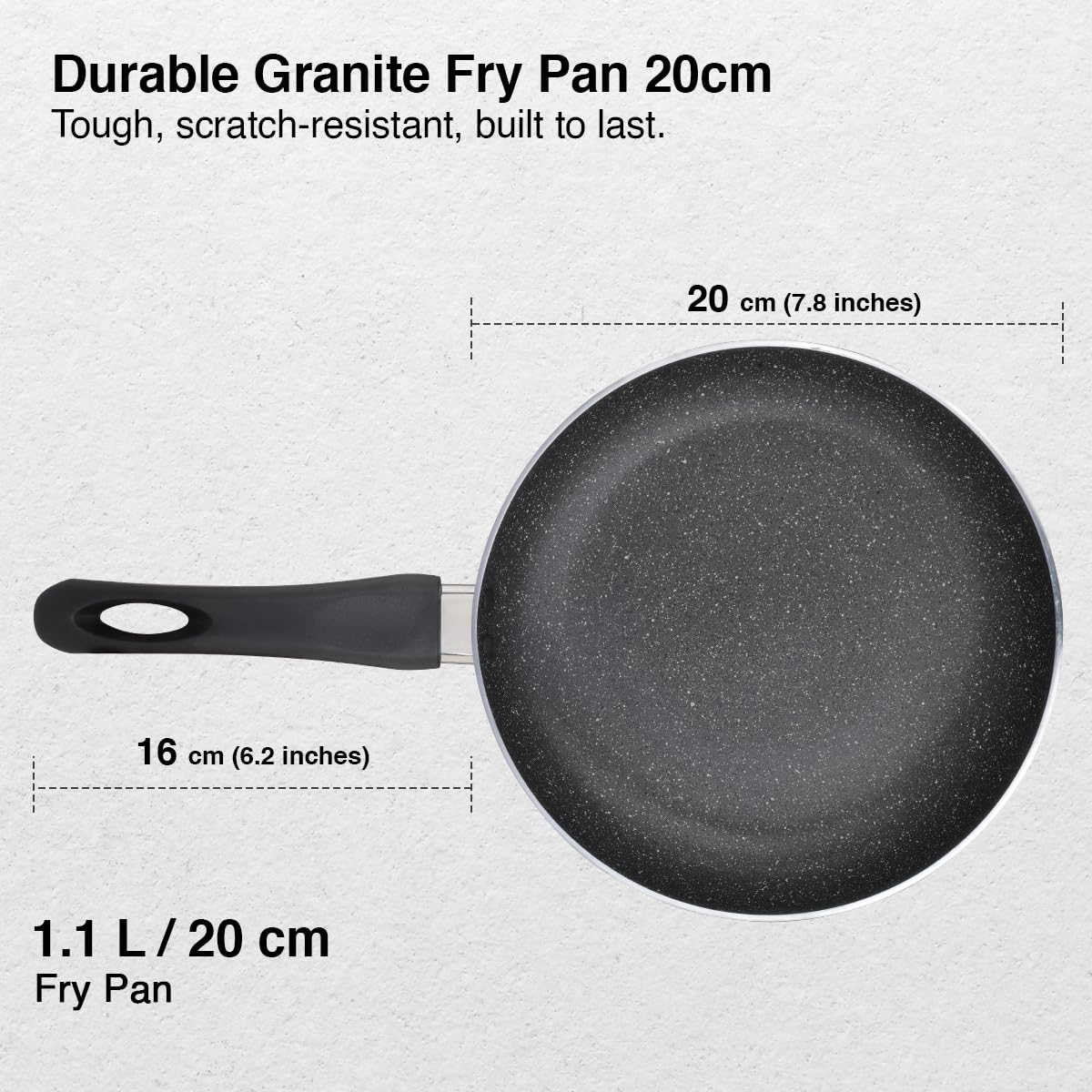 Prestige Non-Stick Omega Deluxe Granite Fry Pan (Omelette Pan)| 20 Centimetre | Black | Induction Base | 5 Layer Non-Stick Cookware | PFOA Free | Easy Grip Handle
