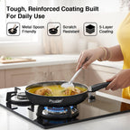 Prestige Non-Stick Omega Deluxe Granite Fry Pan (Omelette Pan)| 20 Centimetre | Black | Induction Base | 5 Layer Non-Stick Cookware | PFOA Free | Easy Grip Handle