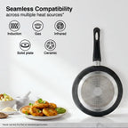 Prestige Non-Stick Omega Deluxe Granite Fry Pan | 24 Centimetre | Black | Induction Base | 5 Layer Non-Stick Cookware | Dishwasher Safe | 2-Layer Metallic Finish