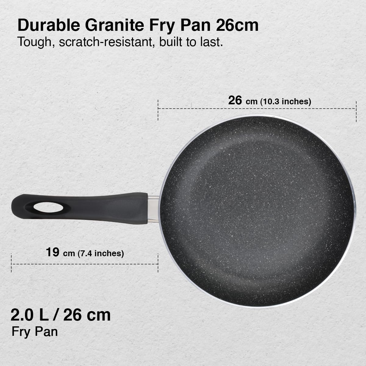 Prestige Aluminium Omega Deluxe Granite Fry Pan with Lid, 28 cm, Black (3 litres)