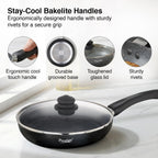 Prestige Aluminium Omega Deluxe Granite Fry Pan with Lid, 28 cm, Black (3 litres)