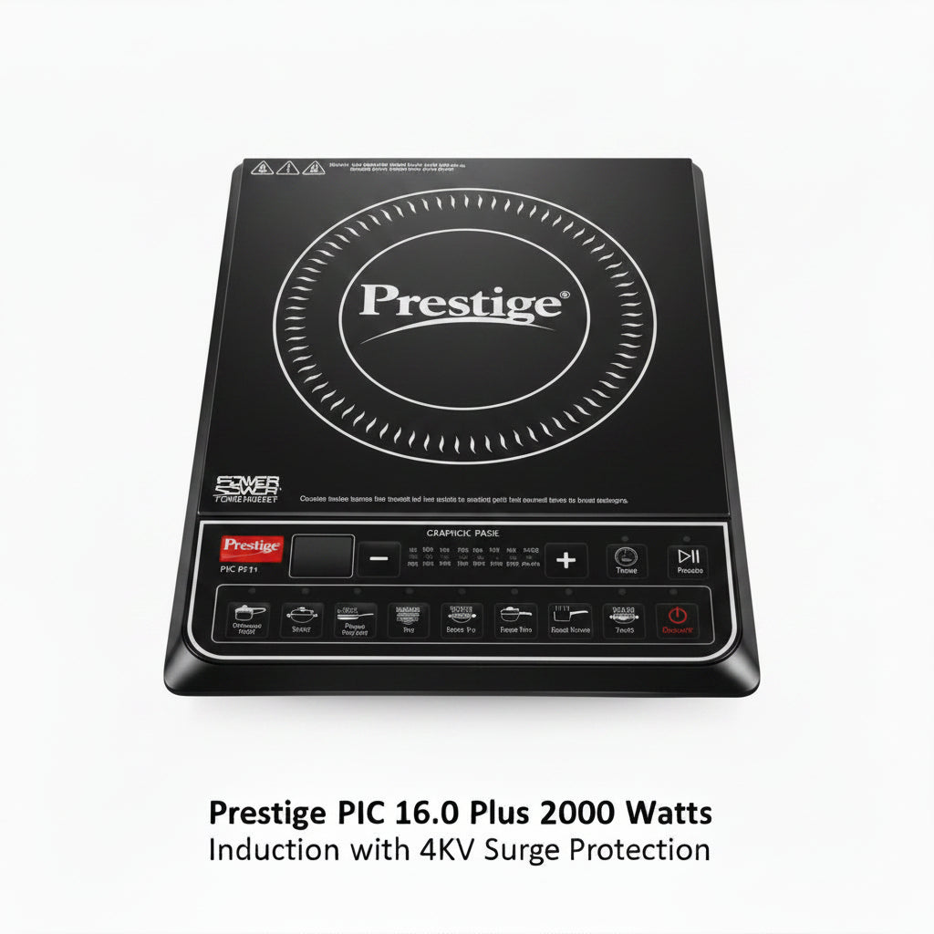 Prestige PIC 16.0 Plus 2000 Watts Induction Cooktop | 4KV Surge Protection | 8 Preset Indian Menu Option with Timer