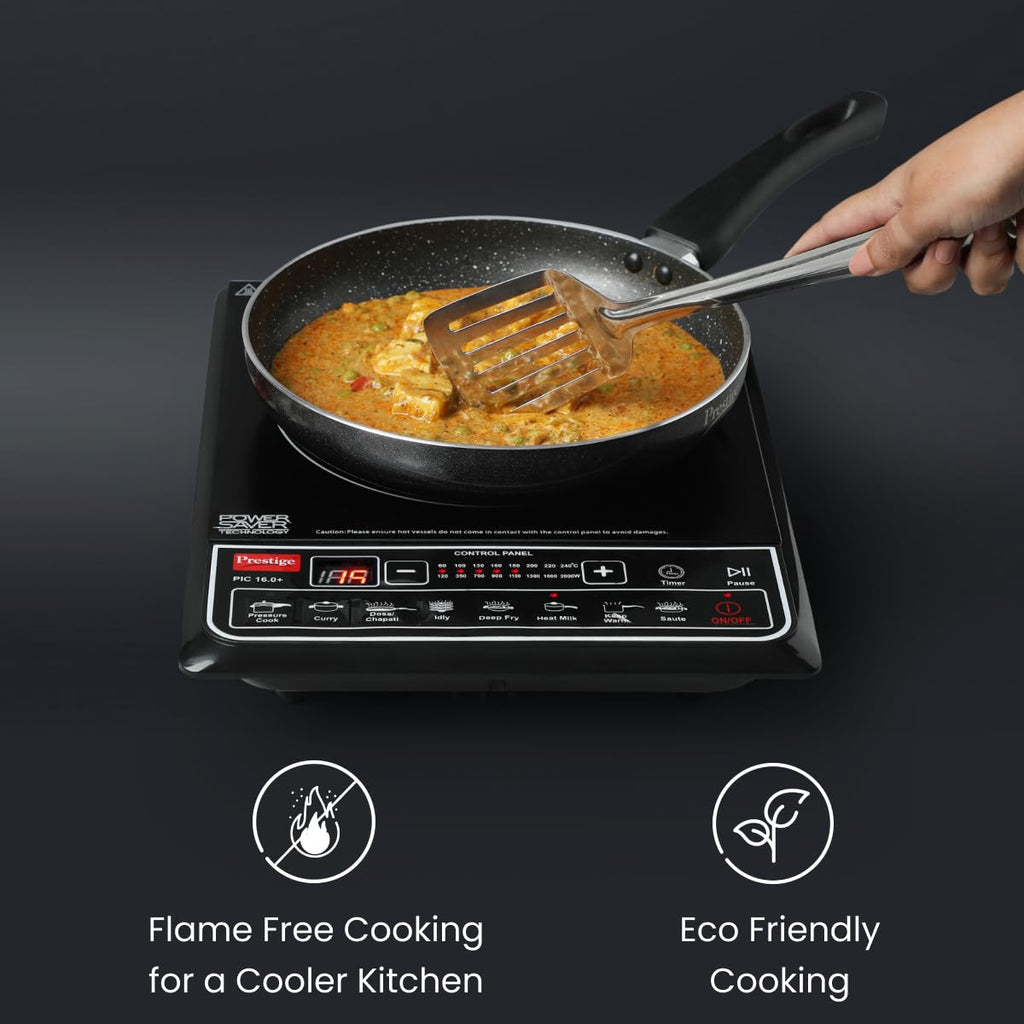 Prestige PIC 16.0 Plus 2000 Watts Induction Cooktop | 4KV Surge Protection | 8 Preset Indian Menu Option with Timer