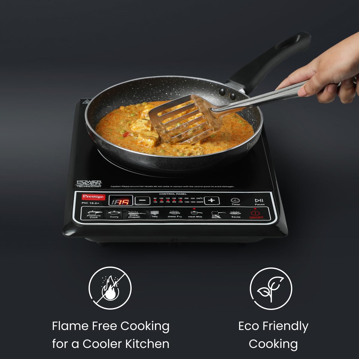 Prestige PIC 16.0 Plus 2000 Watts Induction Cooktop | 4KV Surge Protection | 8 Preset Indian Menu Option with Timer