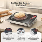 Prestige PIRC 1.0 2200 Watts Infrared Cooktop | Preset Indian Menu Options & Timer | Compatible With Any Metal Cookware With Flat Bottom | Easy to clean | Portable | Black | 1Y Warranty | BIS