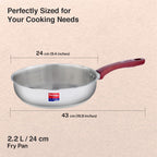 Prestige Platina Popular Stainless Steel Gas and Induction Compatible Fry Pan, 240 mm