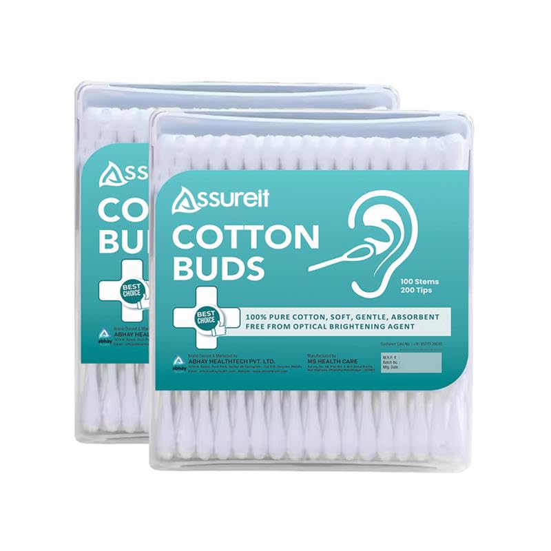 Pure Cotton Buds with Paper Sticks - 200 Counts