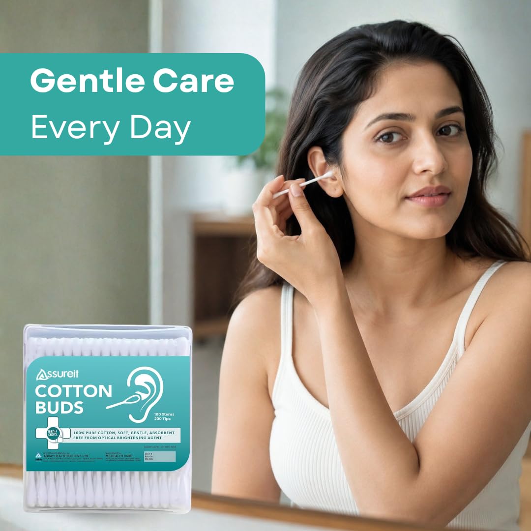 Pure Cotton Buds with Paper Sticks - 200 Counts