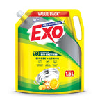 Exo Anti-Bacterial Liquid Dishwash Gel - 1.5L Value Pack| Anti-Bacterial Formula with Ginger & Lemon for Sparkling Clean Utensils |Powered with Bio...