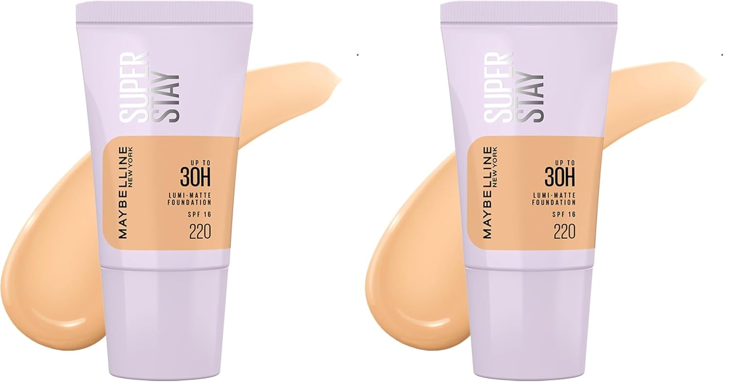 Maybelline New York Super Stay Lumi Matte Liquid Foundation, 220 (Pack of 2)