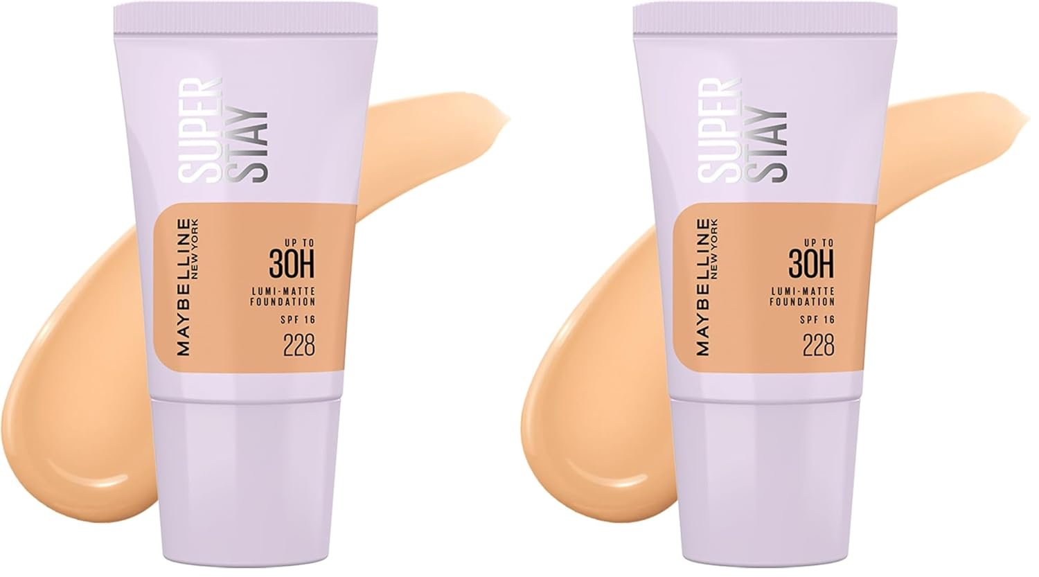Maybelline New York Super Stay Lumi Matte Liquid Foundation, 228 (Pack of 2)