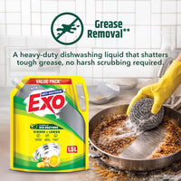 Exo Anti-Bacterial Liquid Dishwash Gel - 1.5L Value Pack| Anti-Bacterial Formula with Ginger & Lemon for Sparkling Clean Utensils |Powered with Bio...
