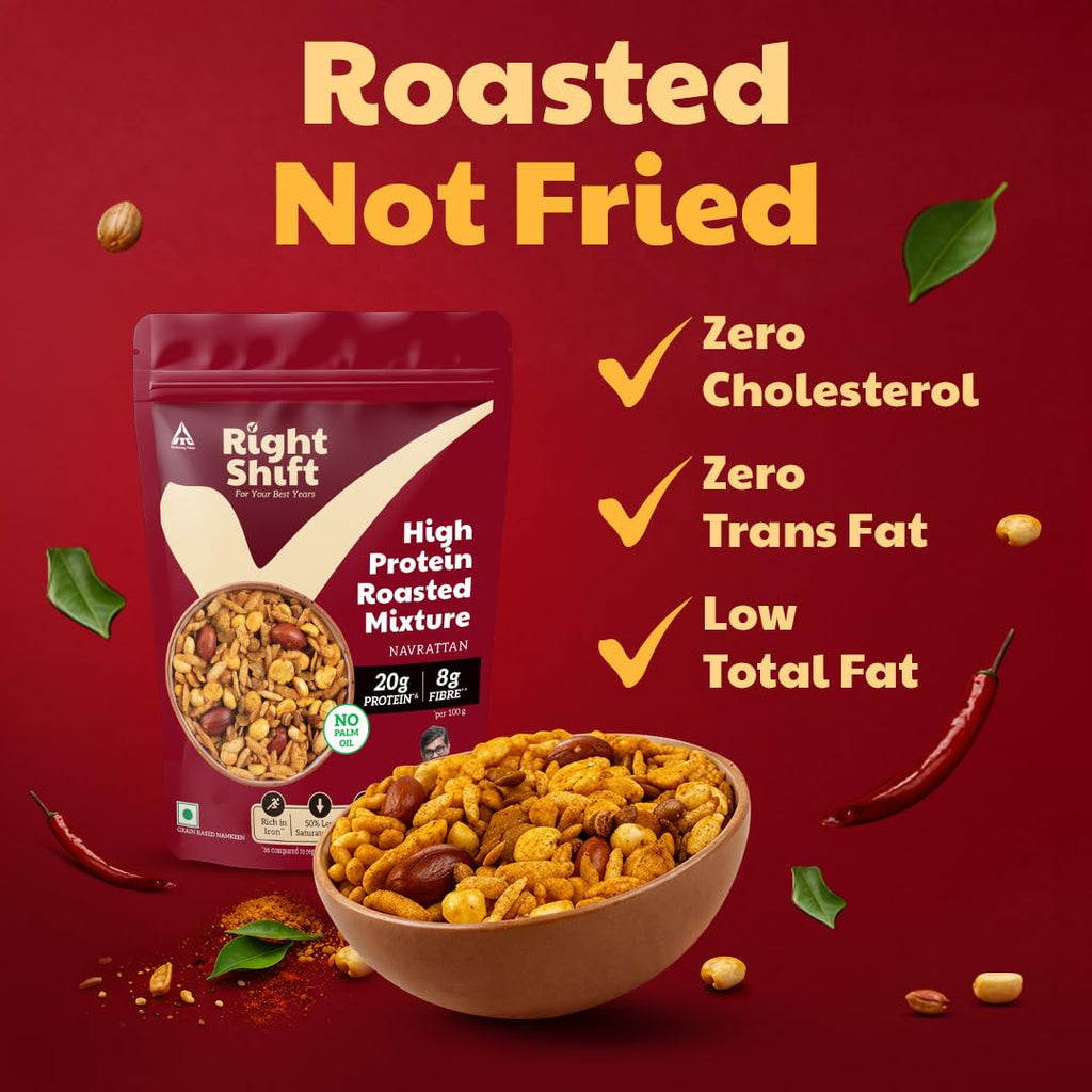 Right Shift High Protein Roasted Mixture - Navrattan Pack of 2 (250g x 2)