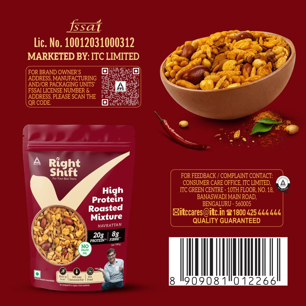 Right Shift High Protein Roasted Mixture - Navrattan Pack of 2 (250g x 2)