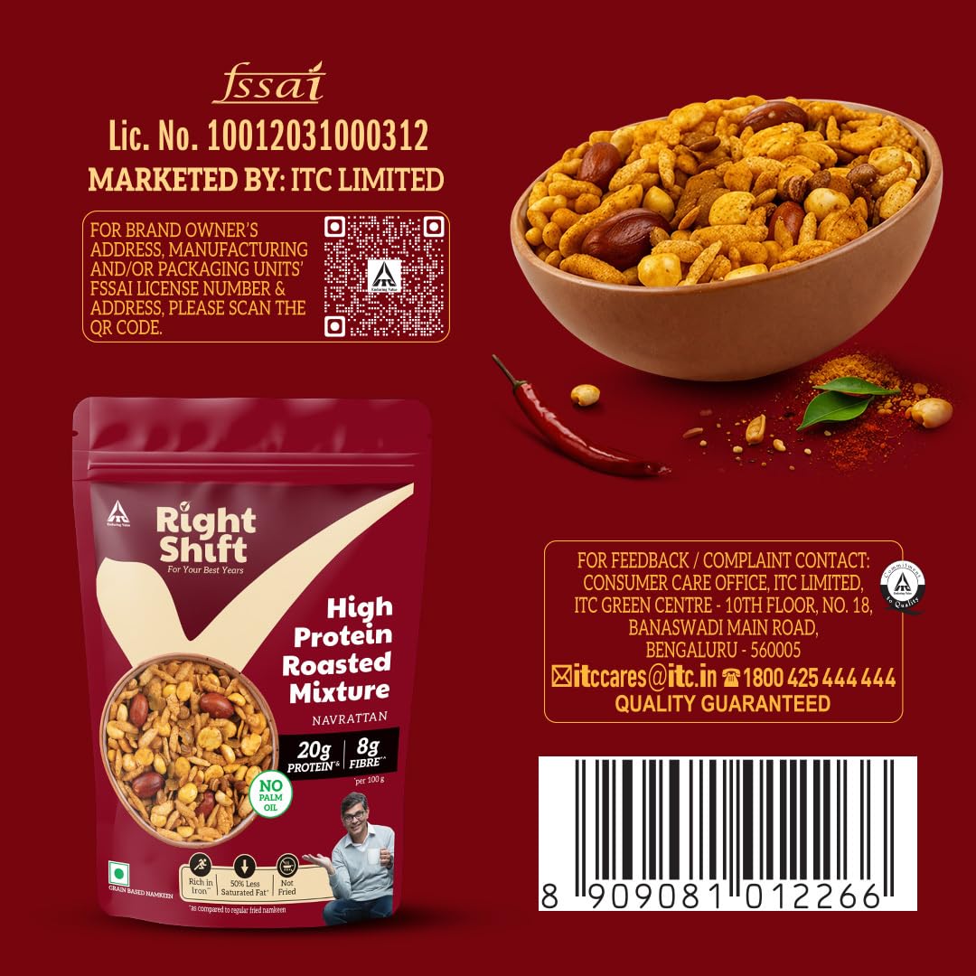Right Shift High Protein Roasted Mixture - Navrattan Pack of 2 (250g x 2)