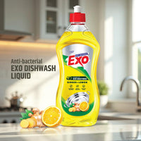 Exo Dishwash Liquid Bottle | Ginger & Lemon | Tough Grease Removal for Utensils | Anti-Bacterial Dishwashing Liquid | Bio-Enzyme Liquid Dishwash | No Residue Cleaning | Fresh Citrus Fragrance - 750ml