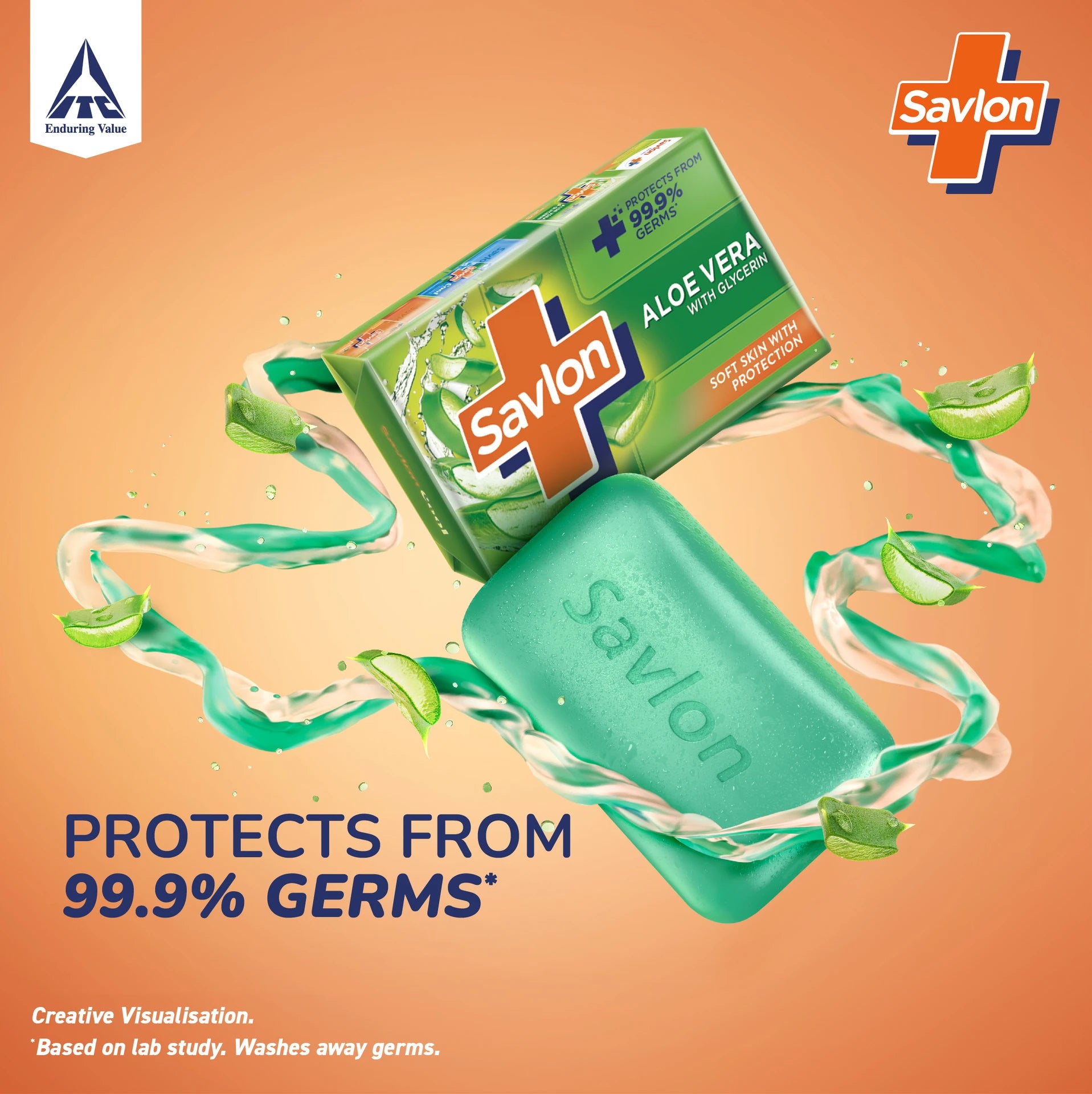 Savlon Aloe Vera with Glycerin Soap Bar, Combo Pack, 125gx8
