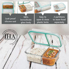 SIGNORA WARE Slim Borosilicate Glass Two Compartment Lunch box (600 ml)