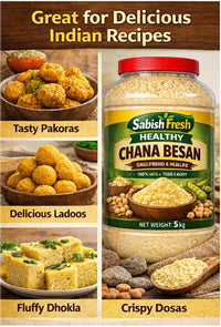 SABISH Fresh Chana Besan 1kg | PET Jar with Free Spoon (1 kg)