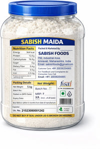 SABISH Premium 1Kg Wheat All Purpose Flour (Maida) | Fine & Soft Texture | (1 kg)