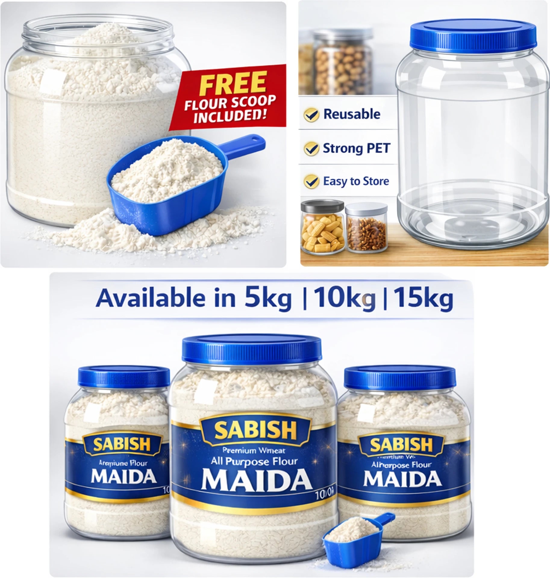 SABISH Premium 1Kg Wheat All Purpose Flour (Maida) | Fine & Soft Texture | (1 kg)