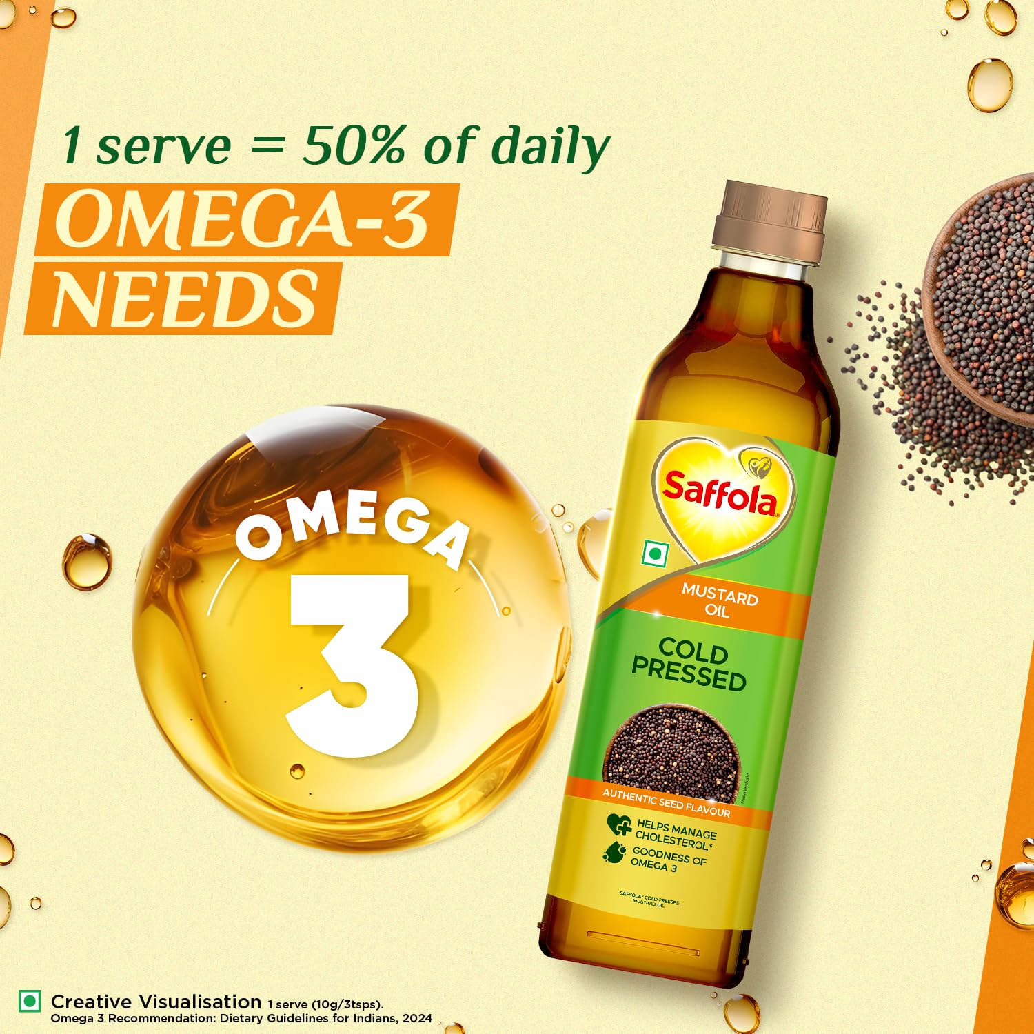 Saffola Cold Pressed Mustard Oil 2L
