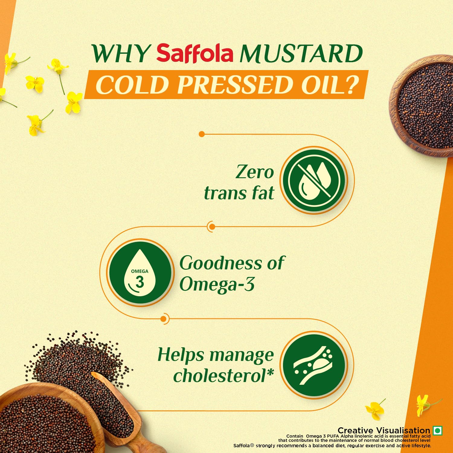 Saffola Cold Pressed Mustard Oil 2L