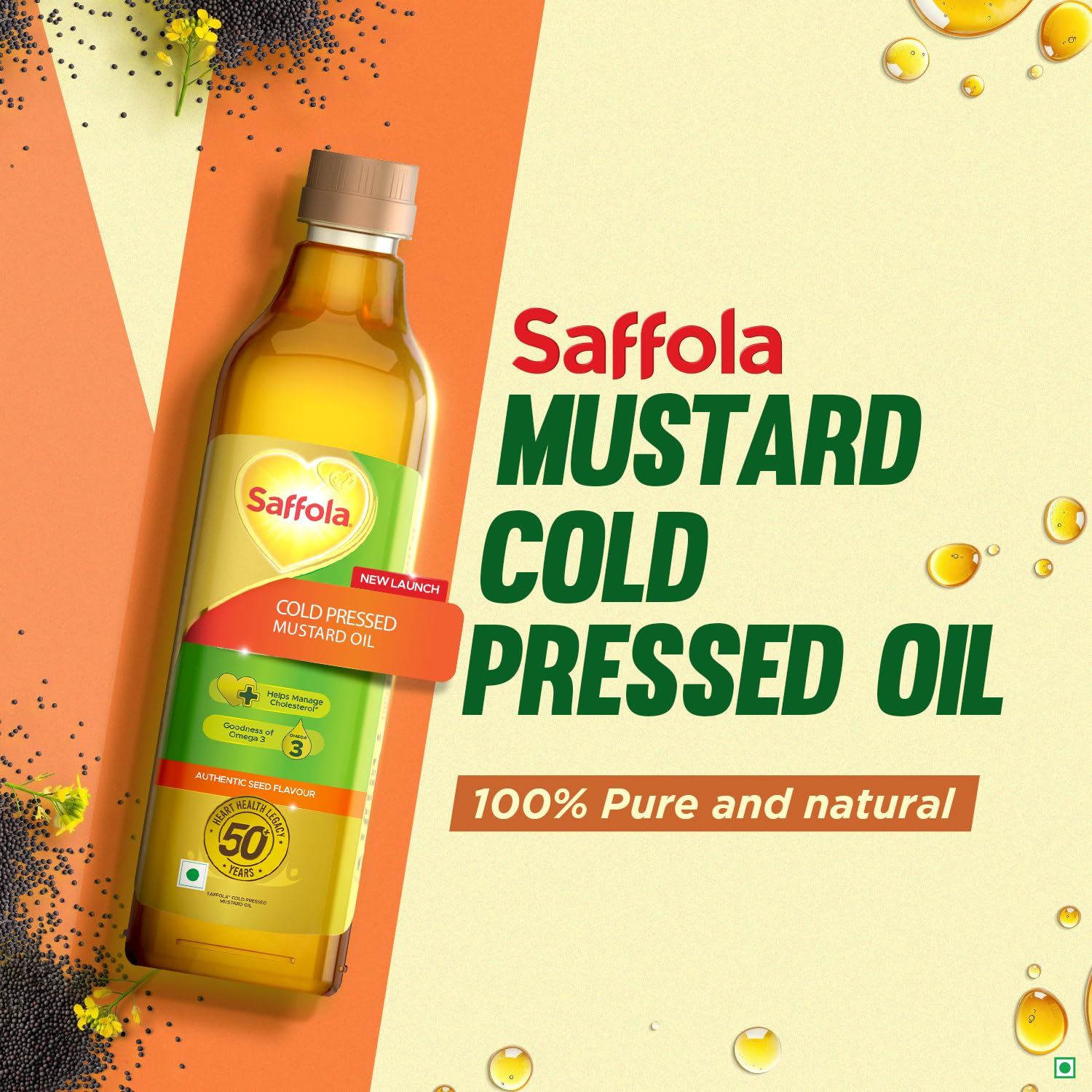 Saffola Cold Pressed Mustard Oil 1L