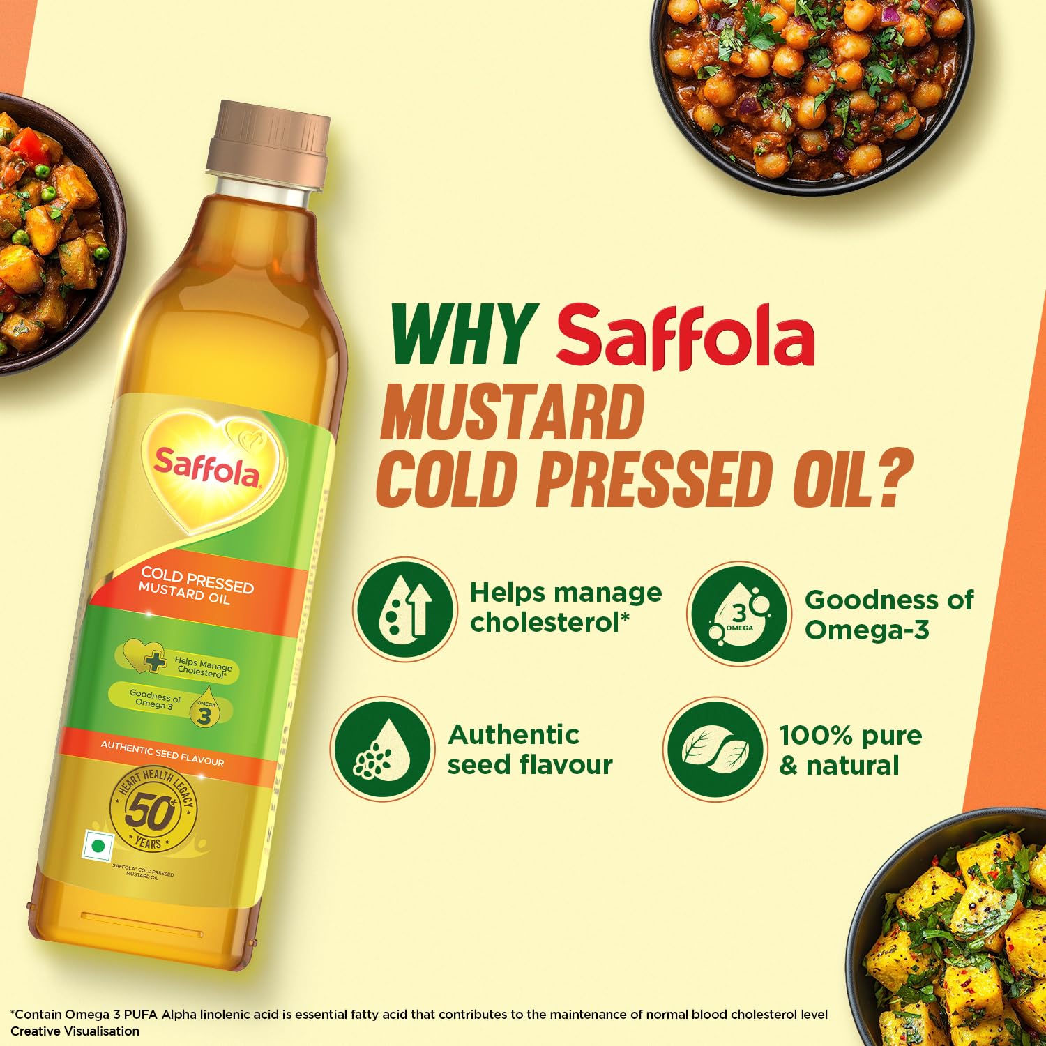 Saffola Cold Pressed Mustard Oil 1L