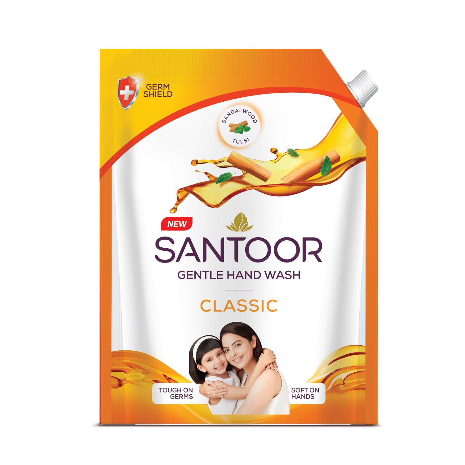 Santoor Classic Gentle Hand Wash with Natural goodness of Sandalwood & Tulsi, 1200ml